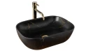 Rea Belinda Black Marble Mat 46,5x33,5 umywalka nablatowa dekoracyjna bez przelewu
