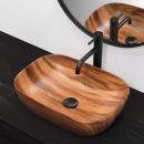 Rea Belinda Wood Matt 46,5x33 umywalka nablatowa drewnopodobna bez przelewu