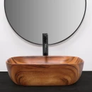 Rea Belinda Wood Matt 46,5x33 umywalka nablatowa drewnopodobna bez przelewu