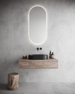 Hozze Luna 500-026 lustro owalne z oświetleniem LED 50x110 cm bez ramy z włącznikiem na tafli i matą grzewczą
