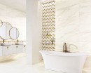 Paradyż Ceramika Calacatta Sparkle Gold Poler 59,8x119,8 płytki marmurowe gresowe