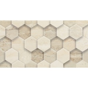 Paradyż Ceramika Sunlight Stone Beige Dekor Geometryk Połysk 30x60 płytki kamienne ścienne