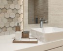 Paradyż Ceramika Sunlight Stone Beige Dekor Geometryk Połysk 30x60 płytki kamienne ścienne