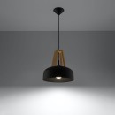 Sollux Lampa wisząca CASCO czarna/naturalne drewno