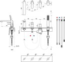 Ravak Flat FL 026.20BL X070176 bateria wannowa czterootworowa stojąca czarna