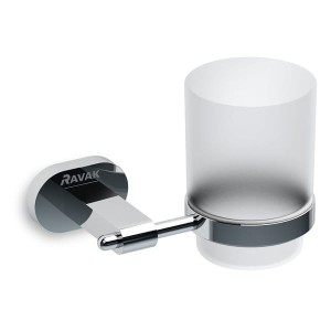 Ravak Chrome CR 210.00 X07P188 kubek szklany z uchwytem naściennym chrom 