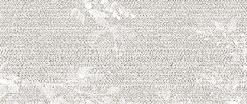 Płytka ścienna dekoracyjna, w kolorze szarym, powierzchnia imitująca teksturę tkaniny z motywem roslinnym Porcelanosa Deco Treccia Blanco 59,6x150 100319999