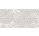 Płytka ścienna dekoracyjna, w kolorze szarym, powierzchnia imitująca teksturę tkaniny z motywem roslinnym Porcelanosa Deco Treccia Blanco 59,6x150 100319999