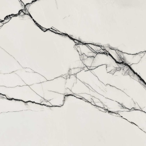 Płytka gresowa biała z czarnymi wzorami, imitująca marmur Florim Architectural Design B&W_Marble Breach Naturale/Matte 120x120