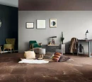 Salon w stylu vintage z płytkami na ścianie w kolorze szarym Florim Contemporary Design Crayons Old Lace Naturale