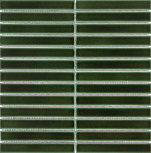Zielona mozaika ceramiczna w kolorze butelkowej zieleni w połysku Barwolf Stripes Racing Green Glossy KIT-23006 29,6x29,6