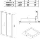 Tabela z parametrami technicznymi drzwi prysznicowych Ravak Blix BLDZ2-90 X01H70C00Z1