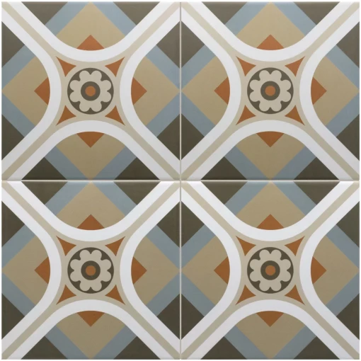 Multikolorowa płytka gresowa Equipe Rivoli Cinque 20x20 tworząca geometryczny patchwork