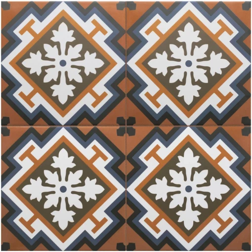 Płytka gresowa, patchworkowa, geometryczna Equipe Rivoli Chelsea 20x20 w kolorze brązowym, białym oraz grafitowym