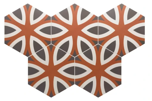 Gresowa płytka podłogowa Equipe Coimbra Dolce 17,5x20 z geometrycznym, patchworkowym wzorem w kolorze brązowym i niebieskim