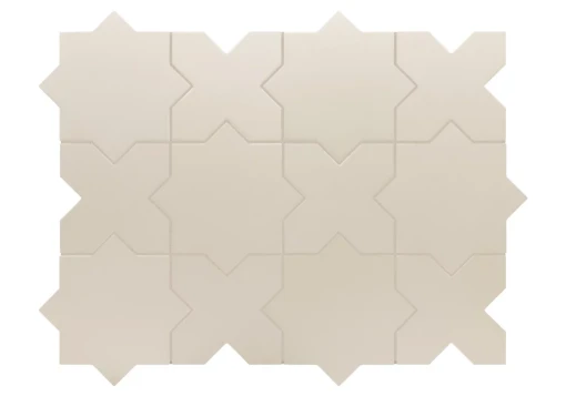 Płytka gresowa w beżowym kolorze Equipe Porto Cross Taupe 12x12 przechodząca w płytkę Star z tej samej serii producenta Equipe