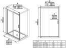 Tabela z parametrami technicznymi wraz z rysunkiem drzwi prysznicowych 110x195 cm Ravak Blix Slim BLSDP2 110