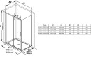 Tabela z parametrami technicznymi wraz z rysunkiem kabiny prysznicowej 90x100x195 cm Ravak Blix Slim BLSPS-90
