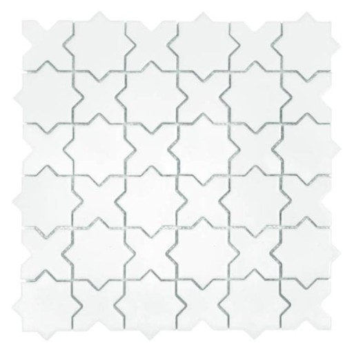 Gresowa mozaika w białym matowym kolorze Dunin House Loves Star and Cross White Matt 30,2x30,2
