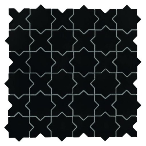 Gresowa mozaika dekoracyjna w czarnym kolorze Dunin House Loves Star and Cross Black Matt 30,2x30,2