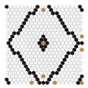 Dunin House Loves Mini Hexagon Rombdance Black Matt 50,2x52,3 mozaika gresowa heksagonalna dekoracyjna
