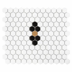 Dunin House Loves Mini Hexagon Beetle Black Matt 26x30 mozaika gresowa heksagonalna dekoracyjna