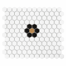 Gresowa, dekoracyjna, heksagonalna mozaika Dunin House Loves Mini Hexagon Daisy Black Matt 26x30
