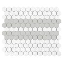 Gresowa, dekoracyjna, podłogowa, heksagonalna mozaikaDunin House Loves Mini Hexagon Stripe 2.A Matt 26x30 w odcieniach bieli i szarości
