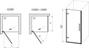 Rysunek techniczny drzwi prysznicowych 80x195 cm Ravak Cool! COSD1-80 X0VV40A00Z1