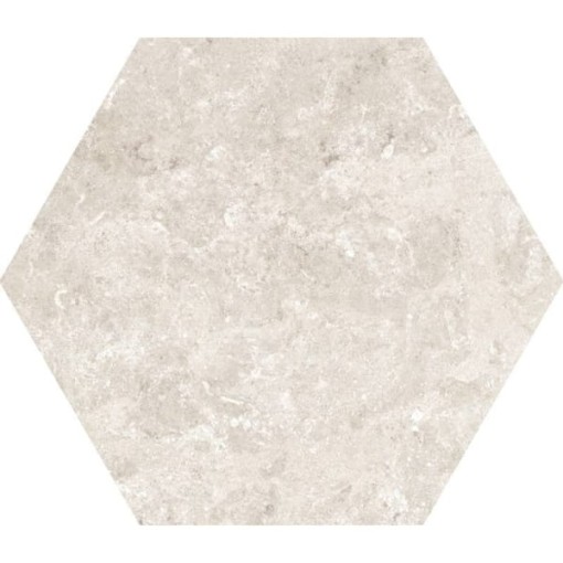 Płytka heksagonalna imitująca kamień, matowa, w kolorze kremowym Colorker Hexa Solange Cream 227960 23,2x26,7