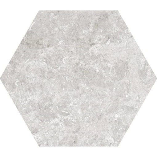 Płytka heksagonalna imitująca kamień, matowa, w kolorze szarym Colorker Hexa Solange Grey 227961 23,2x26,7