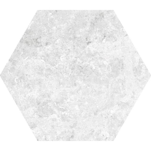 Płytka heksagonalna imitująca kamień, matowa, w kolorze białym Colorker Hexa Solange White 227962 23,2x26,7