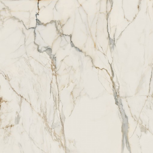 Płytka gresowa, imitująca marmur, w kolorze kremowo-białym, z żyłami, w matowym wykończeniu Paradyż Ceramika Passion White Mat 119,8x119,8