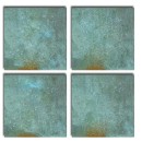 Płytka gresowa imitująca metal w kolorze turkusowym z widocznym efektem rdzy, matowa powierzchnia Caesar Alchemy TC. Mint Matt 60x60