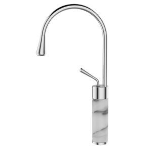 Invena wysoka bateria umywalkowa stojąca Gabro Trend biała/chrom BU-33-W02-V