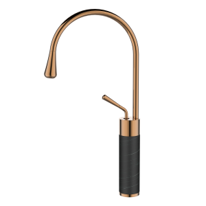 Invena wysoka bateria umywalkowa stojąca Gabro Trend czarna/miedź BU-33-W14-V
