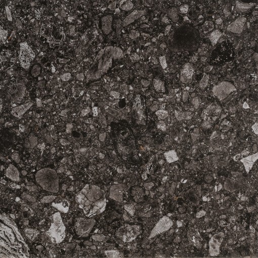 Płytka imitująca kamień, lastryko, w kolorze czarnym Mirage Norr Svart RR 03 Naturale 120x120 TT85