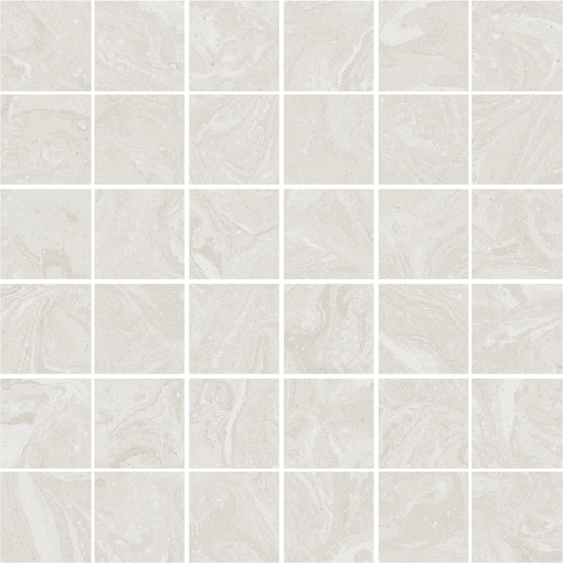 Mozaika imitująca beton z efektem mieszania farby w kolorze białym, w matowym wykończeniu Arcana Spuma Mosaic Panna 30x30