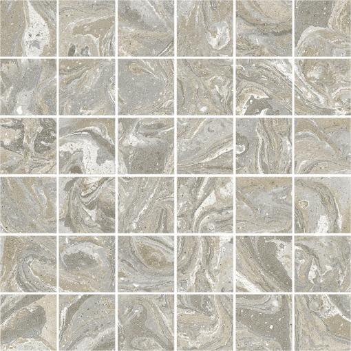 Mozaika imitująca beton z efektem mieszania farby w kolorze szarym, w matowym wykończeniu Arcana Spuma Mosaic Macchiato 30x30