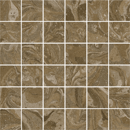 Mozaika imitująca beton z efektem mieszania farby w kolorze brązowym, w matowym wykończeniu Arcana Spuma Mosaic Moka 30x30
