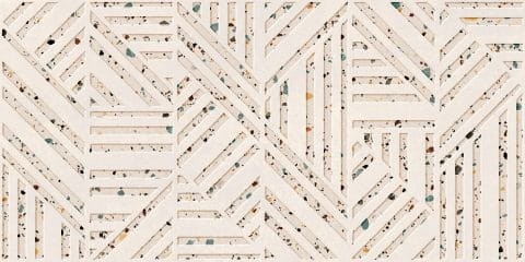 Płytka ścienna, lastryko w kolorze kremowym, matowa z efektem 3D Prissmacer Ess. Rlv. Gobi Nude Matt 60x120