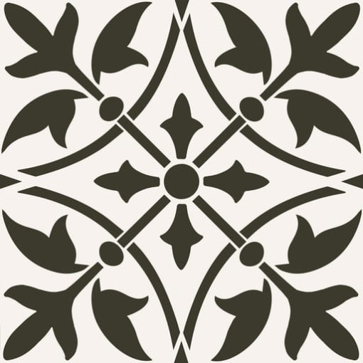 Płytka gresowa pachworkowa w kolorze czarno-białym w orientalnym wzorze, matowe wykończenie Marmara Omami Arabesk 33x33