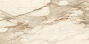 Matowa płytka marmurowa w beżowym kolorze z białymi żyłami z rdzawo - złotymi żyłami,  Marazzi Allmarble Calacatta Vena Vecchia 60x120 cm MF6K