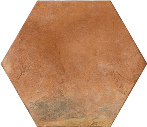Płytka gresowa w kształcie heksagonu, imitująca beton w kolorze pomarańczowym, naturalna, matowa powierzchnia Fioranese Petite Esagona Cotto Naturale 25x22 CF205EX. Płytki inspirowane francuską podłogą cotto.