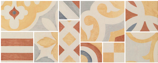 Matowa, dekoracyjna płytka ścienna multikolorowa, Marazzi Cloud Decoro Mandala Cream M89F 20x50 cm