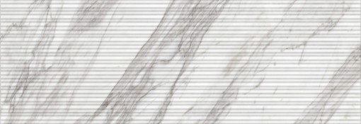Biała płytka ścienna z efektem 3D Marazzi Wall 3D Mikado Calacatta 33x100 cm MN2Q imitująca marmur z szarymi żyłkami