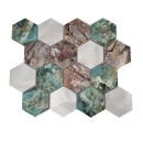 Dunin Allumi Hexagon Patina 73 30x26 wielokolorowa metalowa mozaika ścienna dekoracyjna