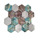 Dunin Allumi Hexagon Patina 73 30x26 wielokolorowa metalowa mozaika ścienna dekoracyjna