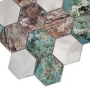 Dunin Allumi Hexagon Patina 73 30x26 wielokolorowa metalowa mozaika ścienna dekoracyjna