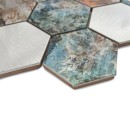 Dunin Allumi Hexagon Patina 73 30x26 wielokolorowa metalowa mozaika ścienna dekoracyjna